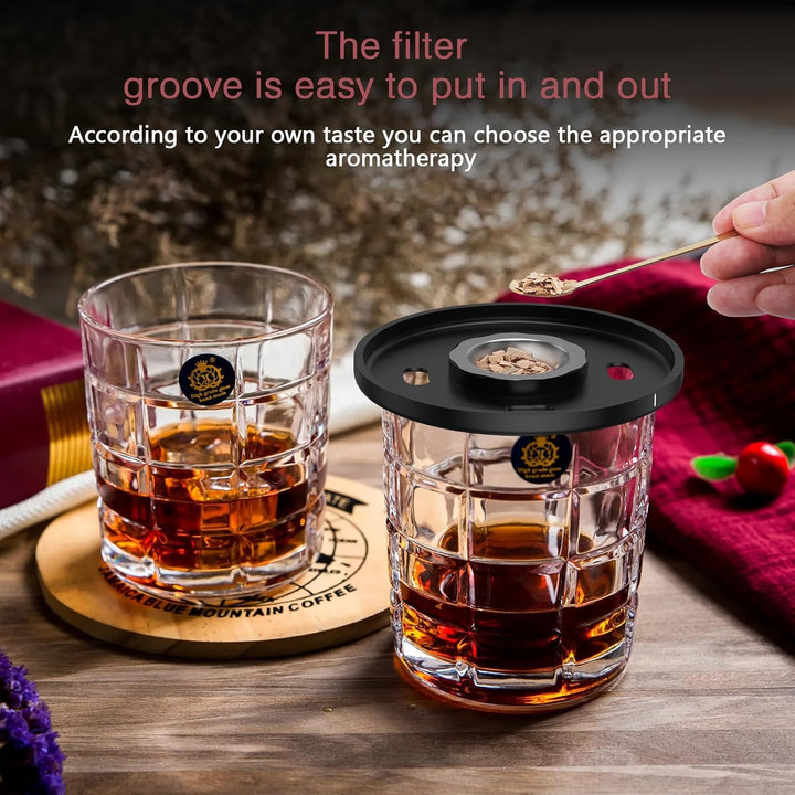 LOFICOPER Whiskey Smoker Kit mit 6 Holzchips, Cocktail Smoker Set mit RGB-Ambientelicht, Flammenlos,