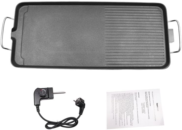 Elektrischer Tischgrill mit Antihaft-Grillfläche, 1500W, Thermostat, Ölauffangschale und Griffen – 6