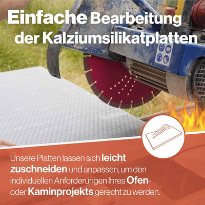 Feuerfest 123 - Brandschutzplatte 500x610x70 mm, Kalziumsilikatplatte, Dämmplatten für Öfen & Kamine