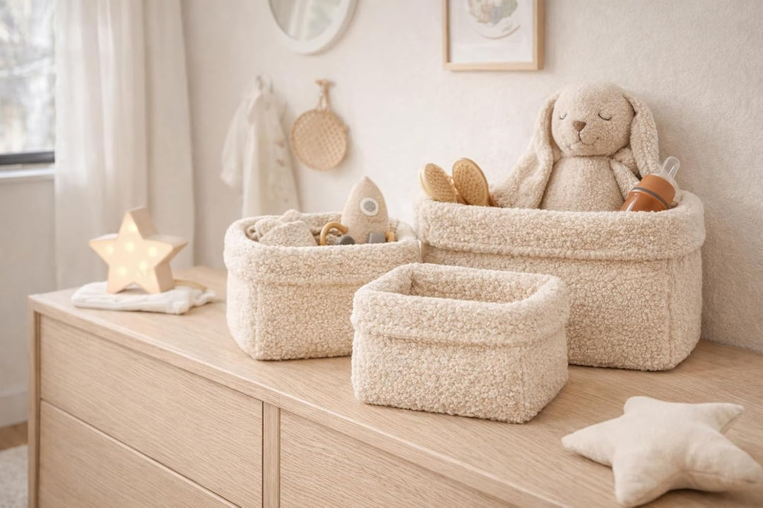 Aufbewahrungskorb Wickeltisch Baby, Körbchen Set 3 Stück, Organizer Wickelkommode, Utensilo Aufbewah
