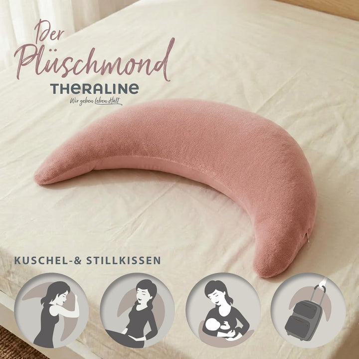 Theraline Plüschmond Stillkissen, Kopfkissen und Nackenkissen mit Perlen, ergonomisches Kissen zum S