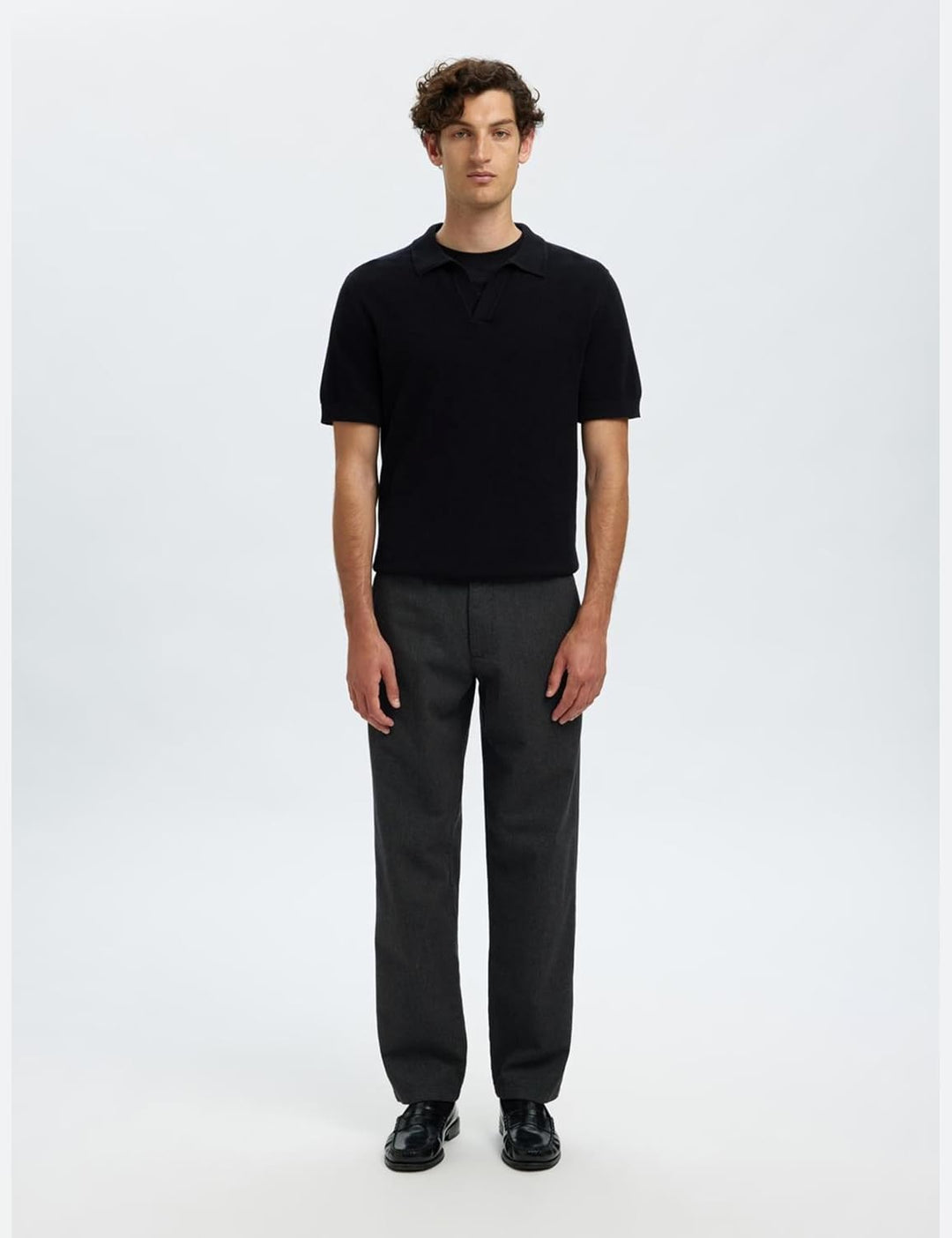 Selected Homme Male Chino 175 Slim Fit Brushed, Dark Grey/Detail:structure