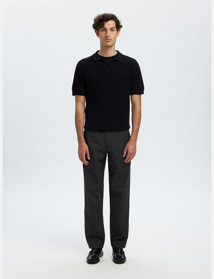 Selected Homme Male Chino 175 Slim Fit Brushed, Dark Grey/Detail:structure