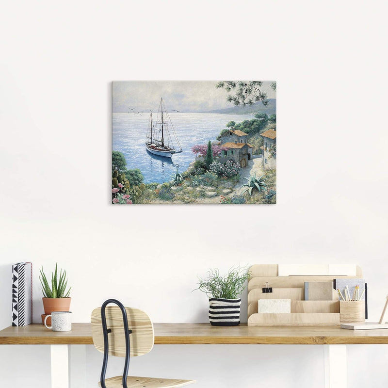 ARTland Leinwandbilder Wandbild Bild auf Leinwand 80x60 cm Wanddeko Meer Küste Bucht Toskana Italien