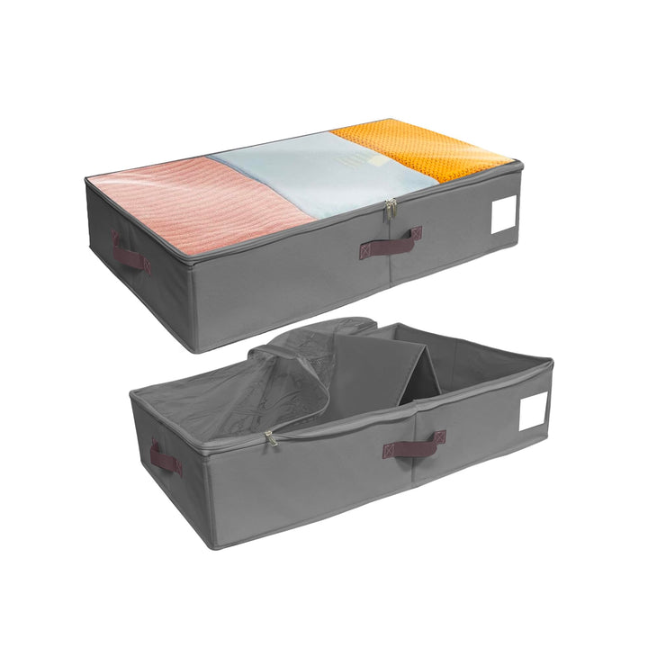 SYEXDZON Unterbett Aufbewahrungsbox, Unterbettkommode Mit Stützplatten Rundum und Darunter, 2 Stück