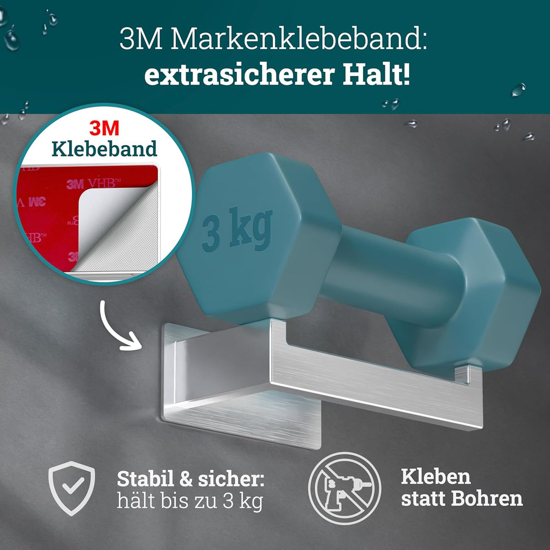 husman® Toilettenpapierhalter ohne Bohren | Klorollenhalter aus hochwertigem gebürstetem Edelstahl |