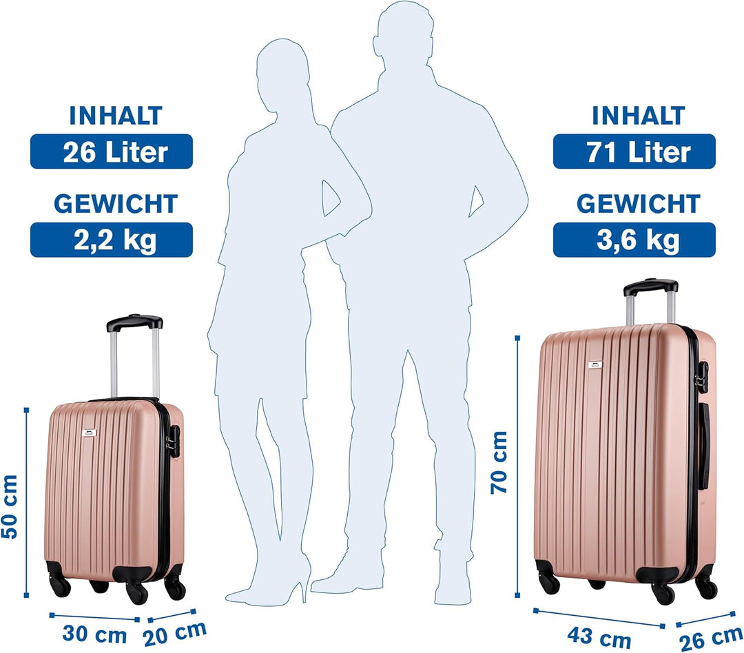 Slazenger Kofferset 2 Teilig/ 3 Teilig - Trolley Handgepack und Reisekoffer Gross - ABS Hartschalenk
