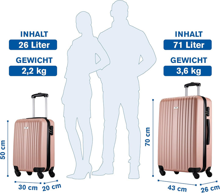 Slazenger Kofferset 2 Teilig/ 3 Teilig - Trolley Handgepack und Reisekoffer Gross - ABS Hartschalenk