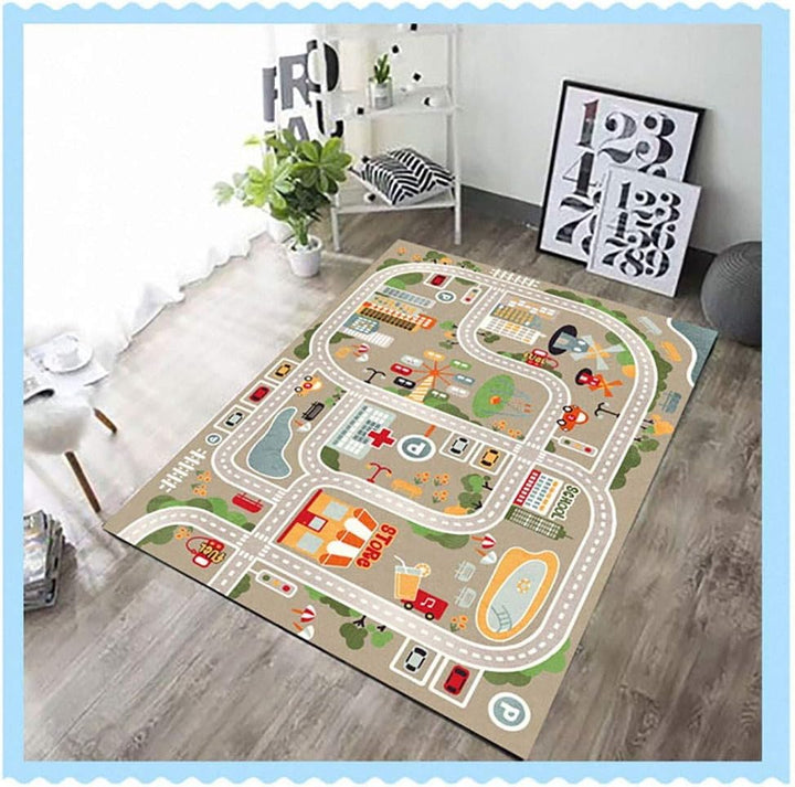 Autoteppich Spielteppich Strasse, Kinderteppich Jungen Strassenteppich, Bauteppich Fahrzeug Teppich