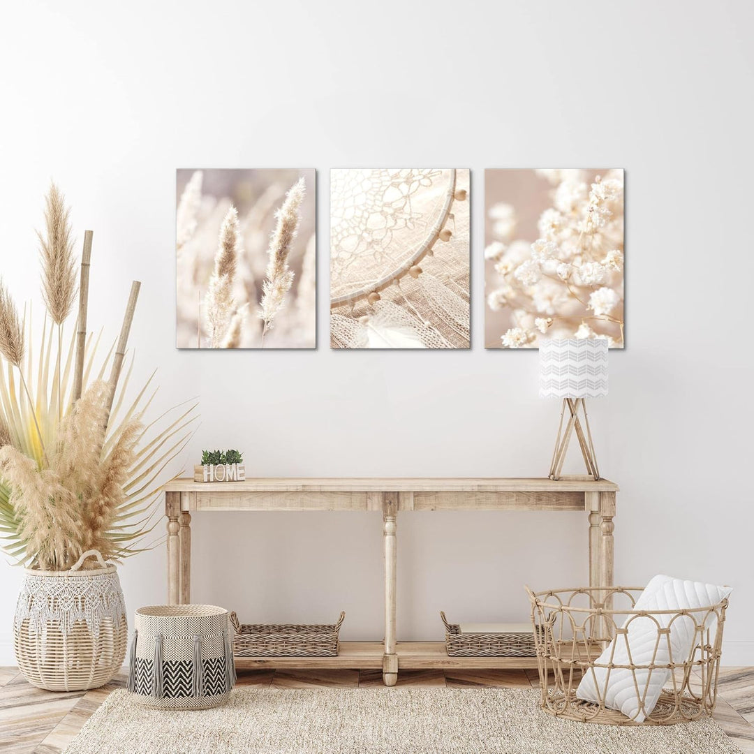 Novart FERTIG ZUM AUFHÄNGEN - Wandbilder Set Boho Style - Beige Bild XXL Wohnzimmer N008735a, 30x40