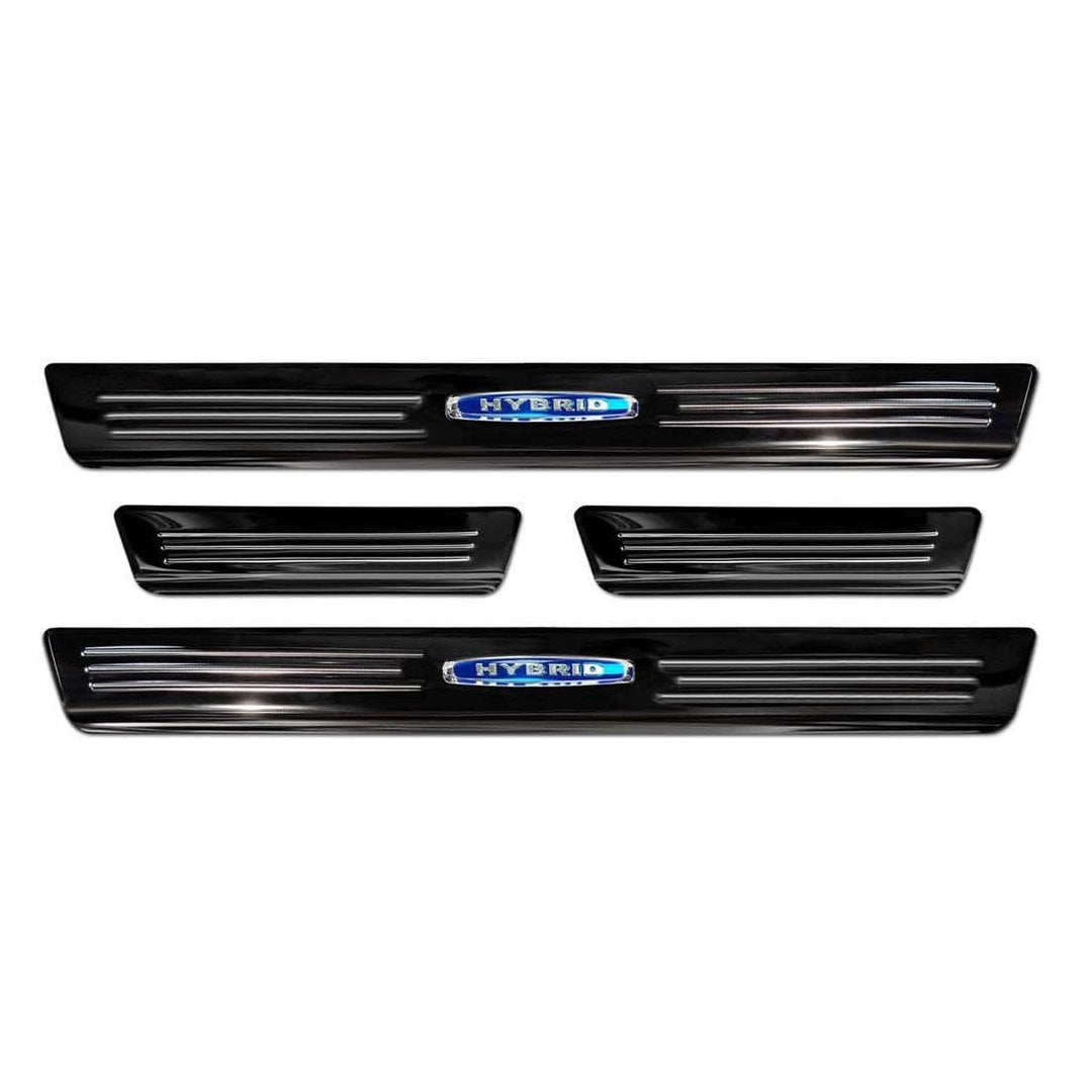 Black Inox door sill protectors compatible with Ford Kuga III 2019- 'Hybrid' - 4-pieces