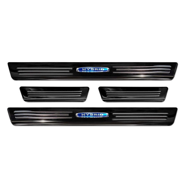 Black Inox door sill protectors compatible with Ford Kuga III 2019- 'Hybrid' - 4-pieces