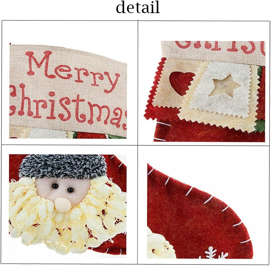 YULOONG Grosse Weihnachtsstrümpfe Weihnachtsmann Schneemann Hirsch Set Weihnachtsgeschenktüten Weihn
