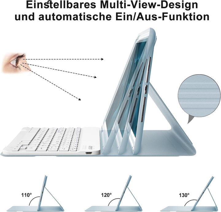 IVEOPPE Tastatur iPad 6. Generation - Tastatur Hülle für 9.7, Magnetisch Abnehmbarer QWERTZ Bluetoot