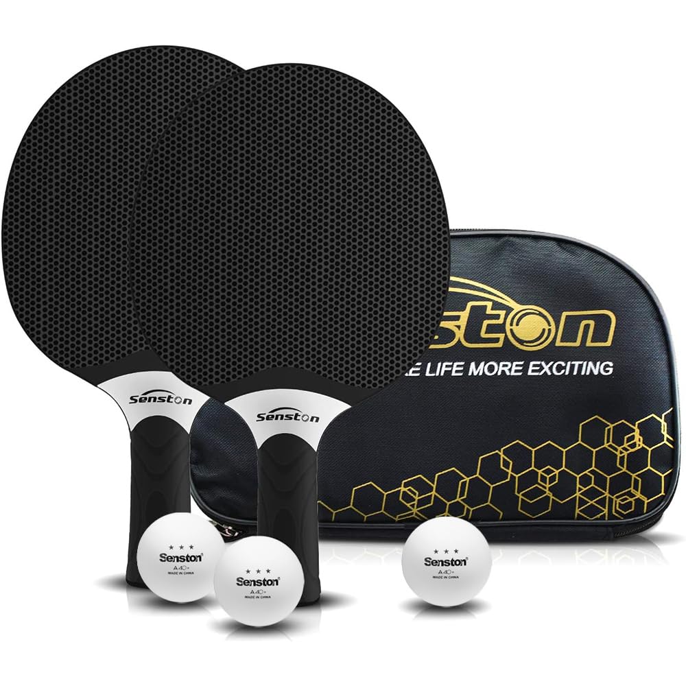 Senston Tischtennisschläger Set, Professionelles Tischtennis Set für 2-4 Spieler, Verbundgummi Tisch