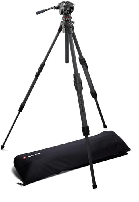 Manfrotto 500X Fluid Videokopf mit ONE Hybrid Carbon Stativ – Foto & Video Stativ Kit, 5kg Traglast,