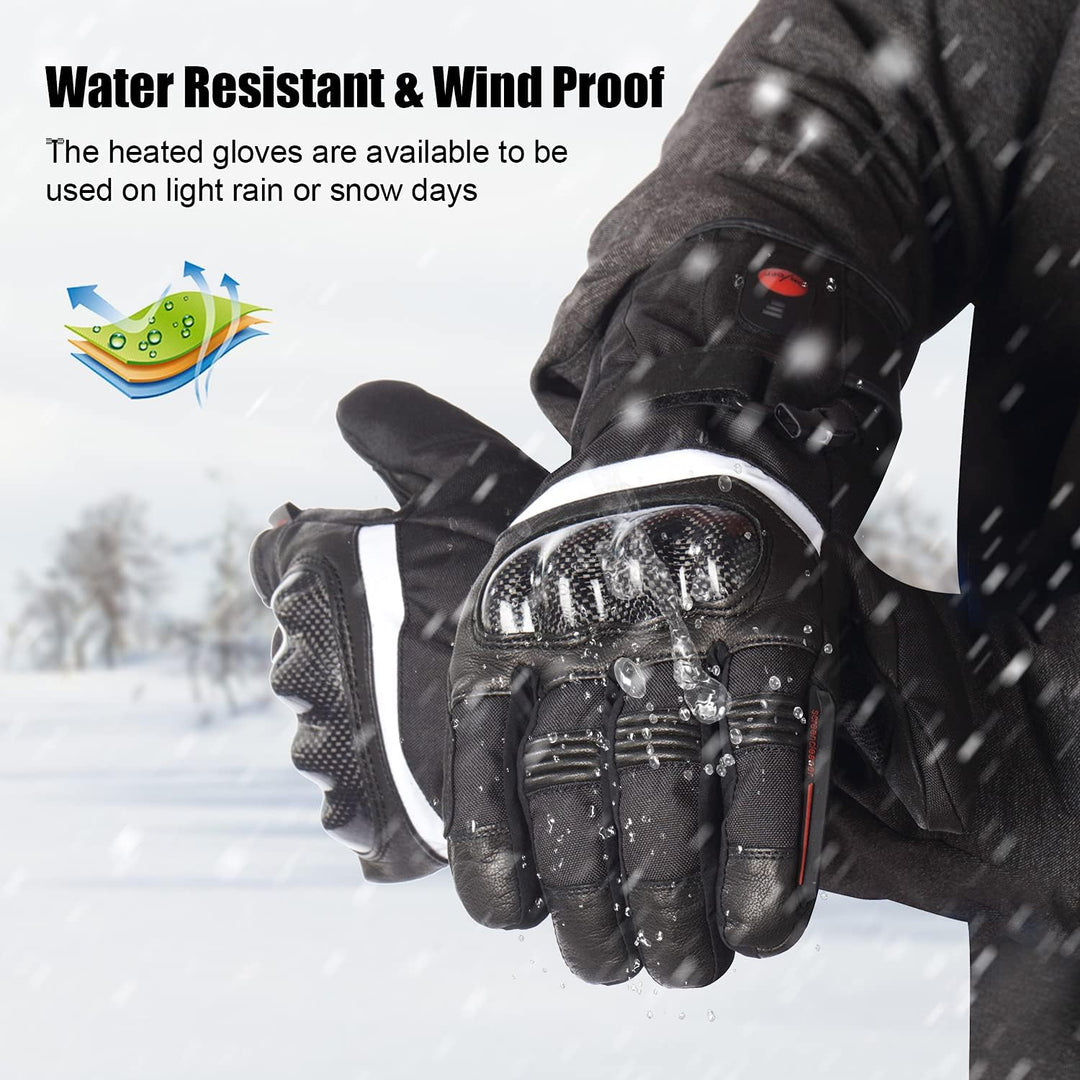 SAVIOR HEAT Beheizte Handschuhe für Herren und Damen, Palm Lederhandschuhe für Winterski und Eislauf