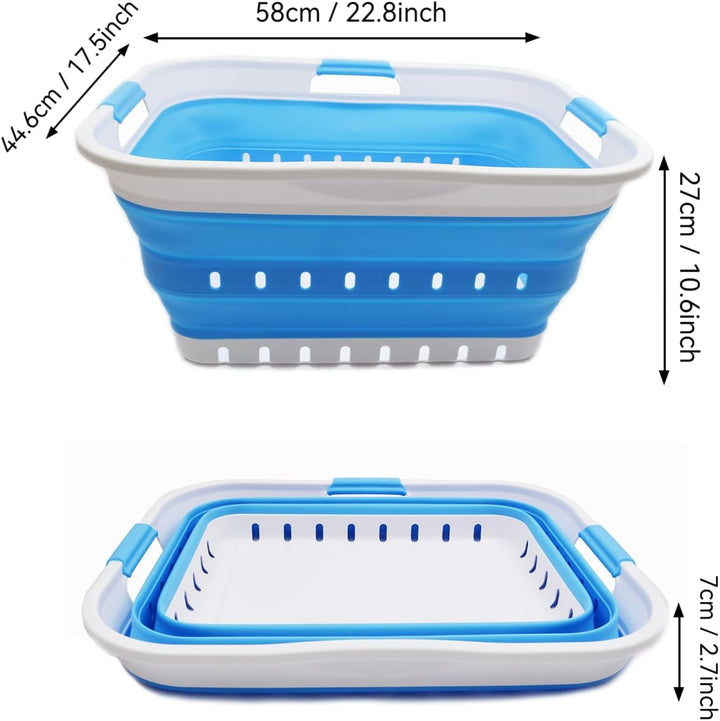 SAMMART 42L Collapsible Plastic Laundry Basket - Foldable Pop Up Storage Container/Organizer - Space