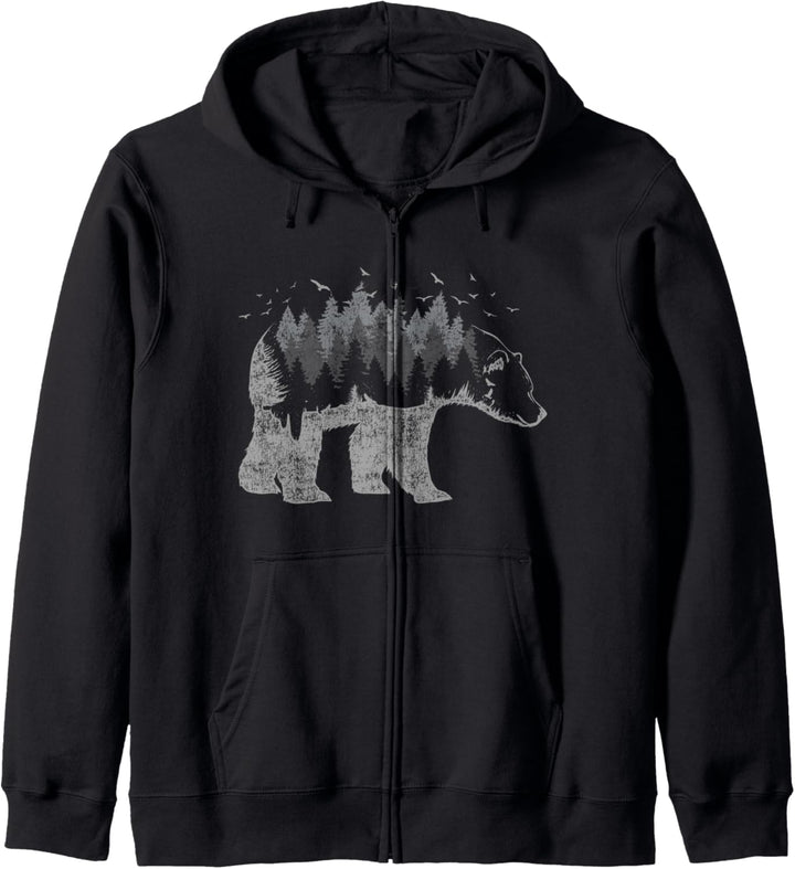 Vogelschwarm Braunbär Natur Grizzlybär Wald Tier Bär Kapuzenjacke