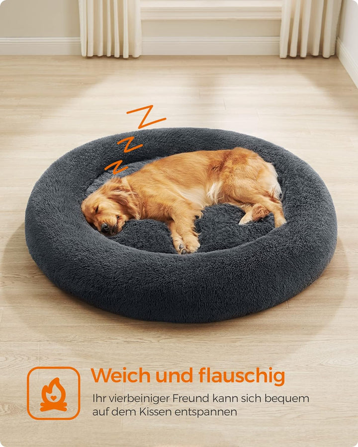 Feandrea Hundebett flauschig, Katzenbett, Donut Kissen, waschbar, Polsterung in der Mitte herausnehm