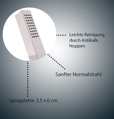 'aquaSu® Duschsystem Proda mit Regendusche & Handbrause eckig | Stab-Handbrause & Kopfbrause | je 1