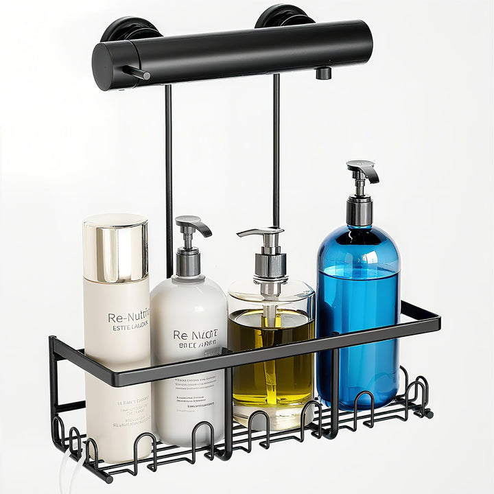 Duschablage Zum Hängen - Duschablage Ohne Bohren | Duschregal Hängen mit 12 Haken | Shampoo Halterun