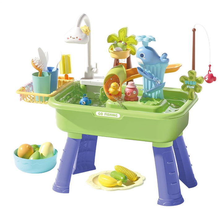 Spielwaschbecken Mit Fliessendem Wasser Und Wolken Wasserhahn, Aktivitäts Und Sensorik Spielset, Som