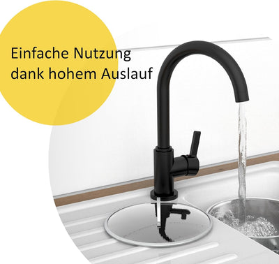 instmaier K3 Niederdruck Küchenarmatur | Wasserhahn Küche Schwarz matt | Spültischarmatur mit hohem