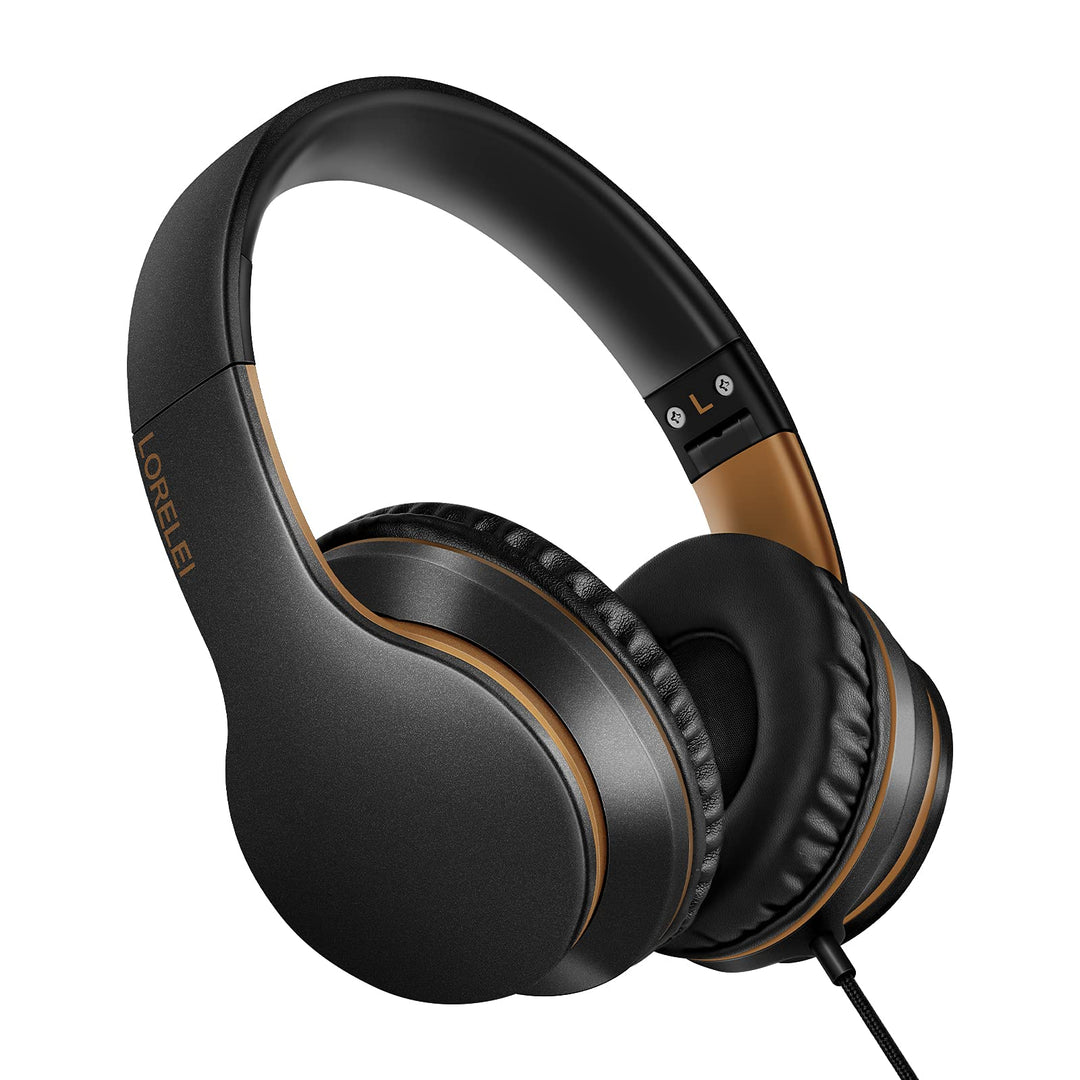LORELEI X6 Over-Ear Headphones with Microphone, Lightweight Foldable & Portable Stereo Bass Headphon