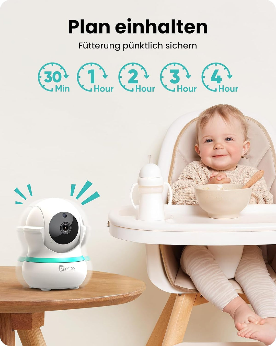 Babyphone mit 2 Kameras, 5000 mAh Akku mit 5 Zoll Bildschirm, 355° Schwenken- 4X-Zoom, Babyfone ohne