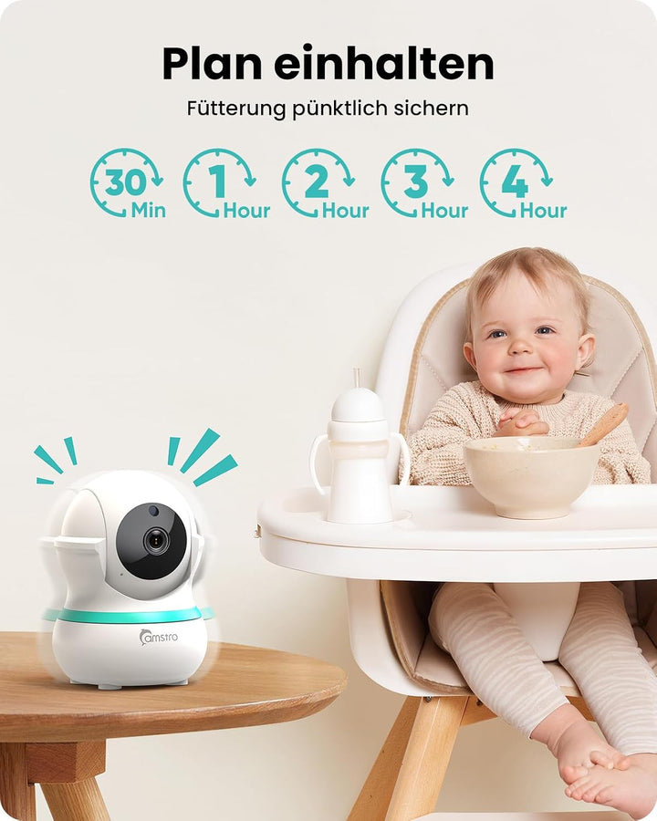 Babyphone mit 2 Kameras, 5000 mAh Akku mit 5 Zoll Bildschirm, 355° Schwenken- 4X-Zoom, Babyfone ohne