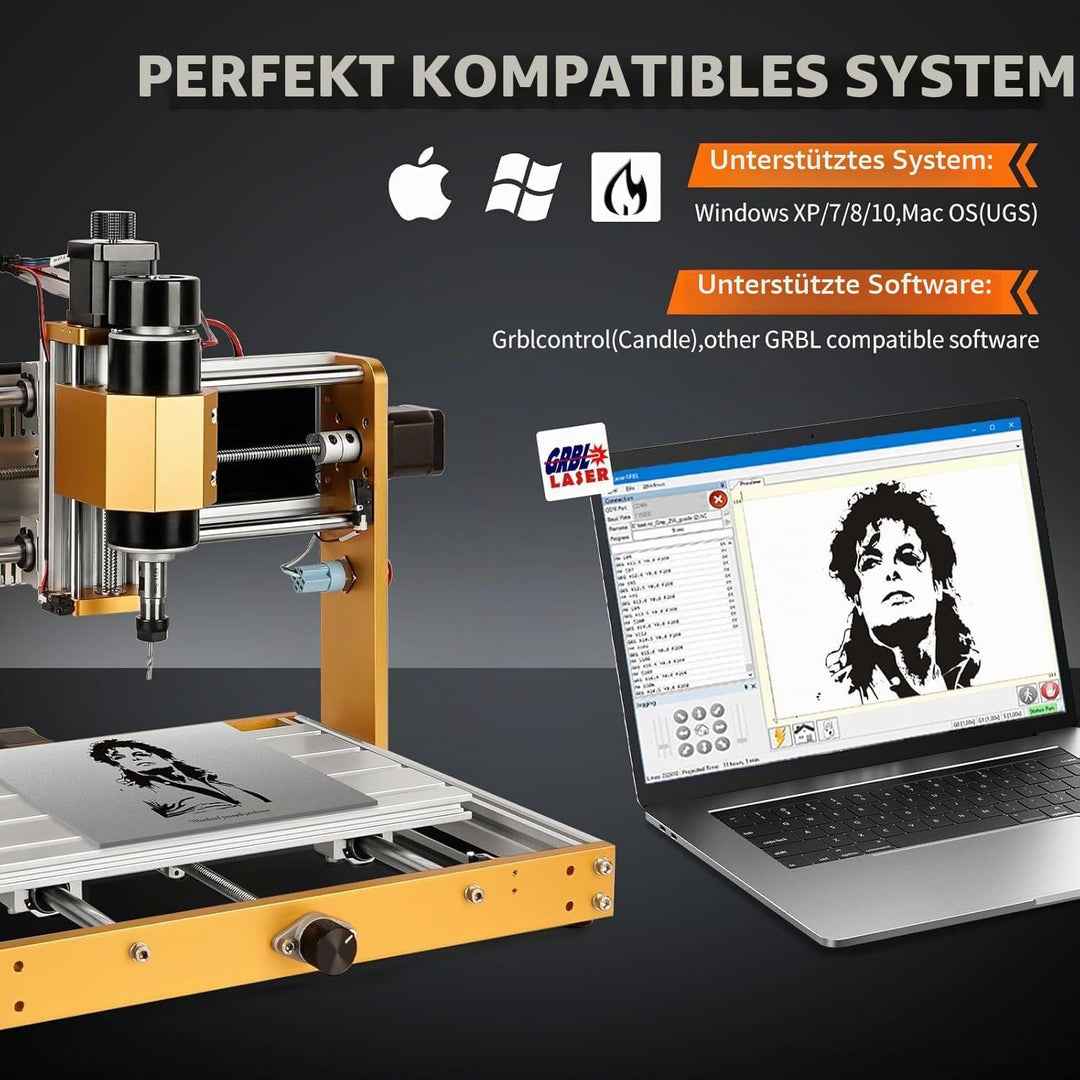 LUNYEE 500 W Ganzmetall CNC-Fräsmaschine, 3018 Pro Max CNC-Holzfräse, 3-Achsen-Metall fräsmaschine z