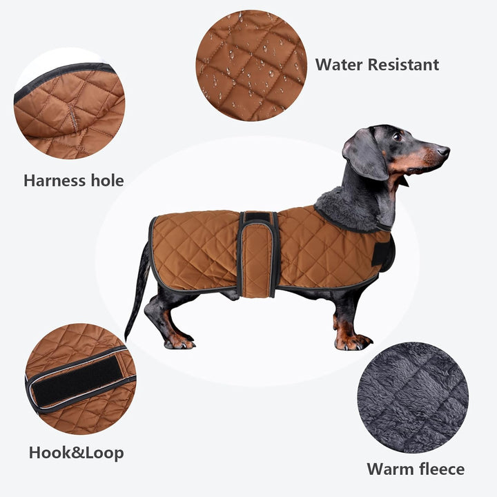MOREZI Hundemantel Winter für Dackel - Wasserdichter Hunde Pullover mit Wolle Futter & Verstellbaren