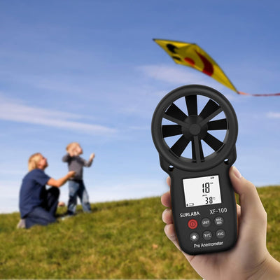 SURLABA Digital Windmesser, Handheld Anemometer 0.3-30m/s Wind Speed Gauge, Windmessgerät mit Hinter