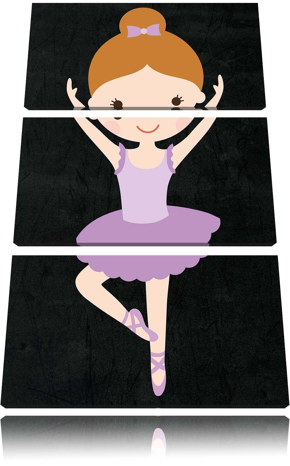 Pixxprint Hübsche Ballerina mit Schleife als Leinwandbild/Grösse: 3 Teilig (120x80) cm/Wandbild/Kuns