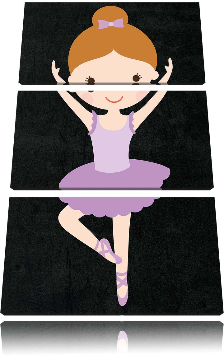 Pixxprint Hübsche Ballerina mit Schleife als Leinwandbild/Grösse: 3 Teilig (120x80) cm/Wandbild/Kuns