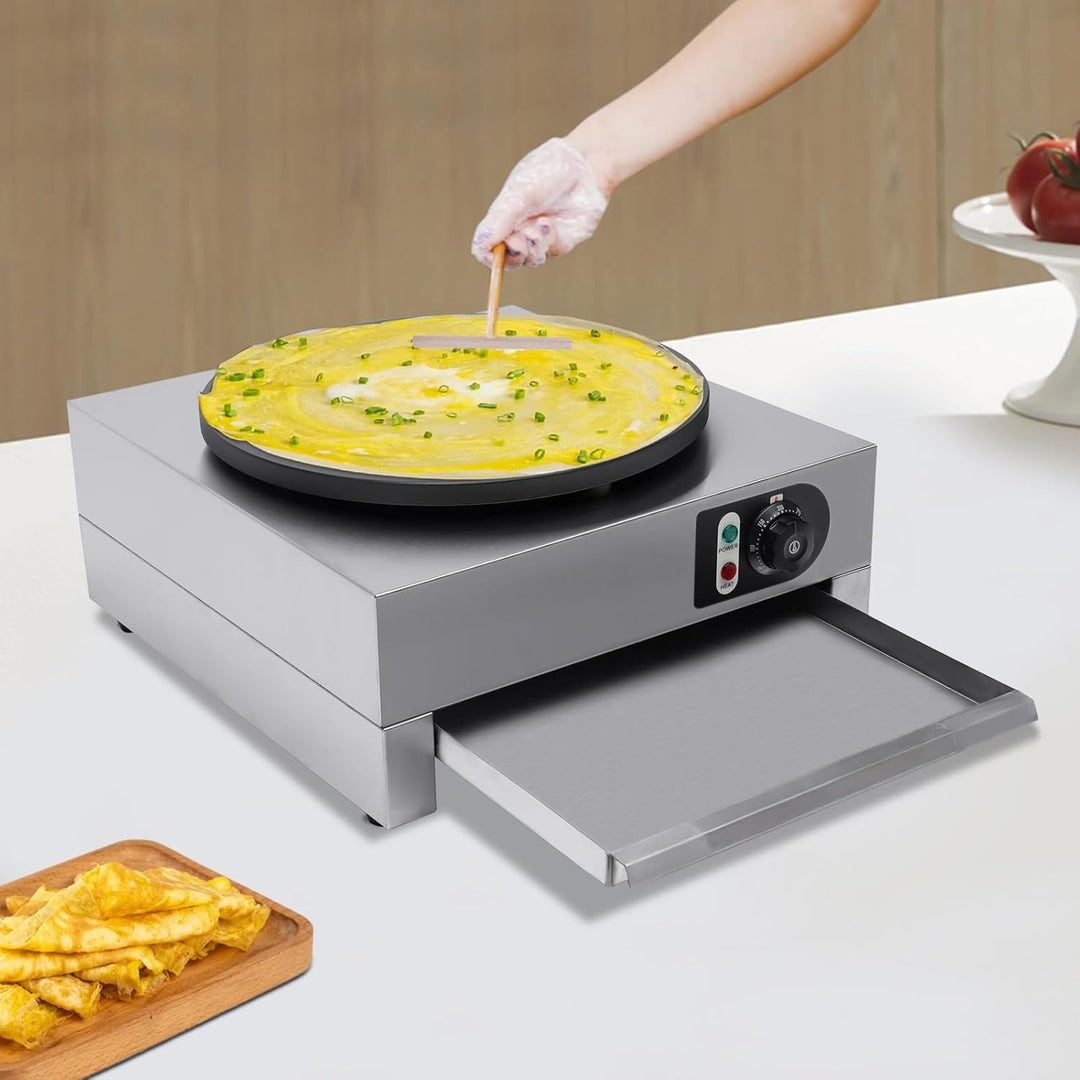 Loobiiny 3000W Crepes-Maker Crepesgerät Edelstahl Elektro Crepes Crepesplatte Crepe Crepespfanne Pan