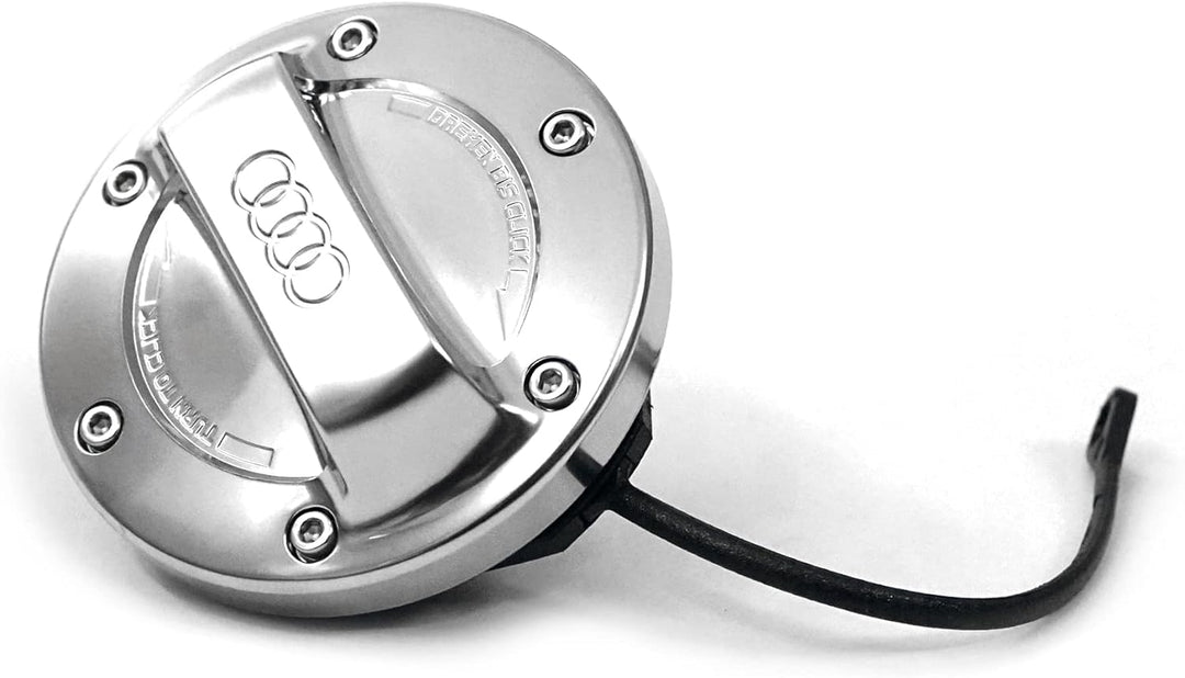 Audi 8Y0071000 Tankdeckel Aluminiumoptik Tankverschluss Deckel Ringe Logo, silber