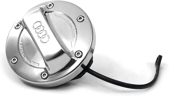 Audi 8Y0071000 Tankdeckel Aluminiumoptik Tankverschluss Deckel Ringe Logo, silber