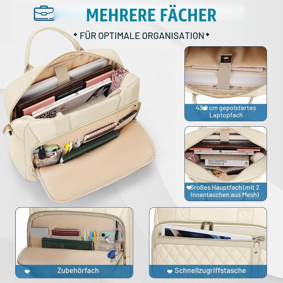 RAINSMORE Laptoptasche Damen 17,3 Zoll Laptop Aktentasche Wasserdichte | Arbeitstasche Lehrertasche