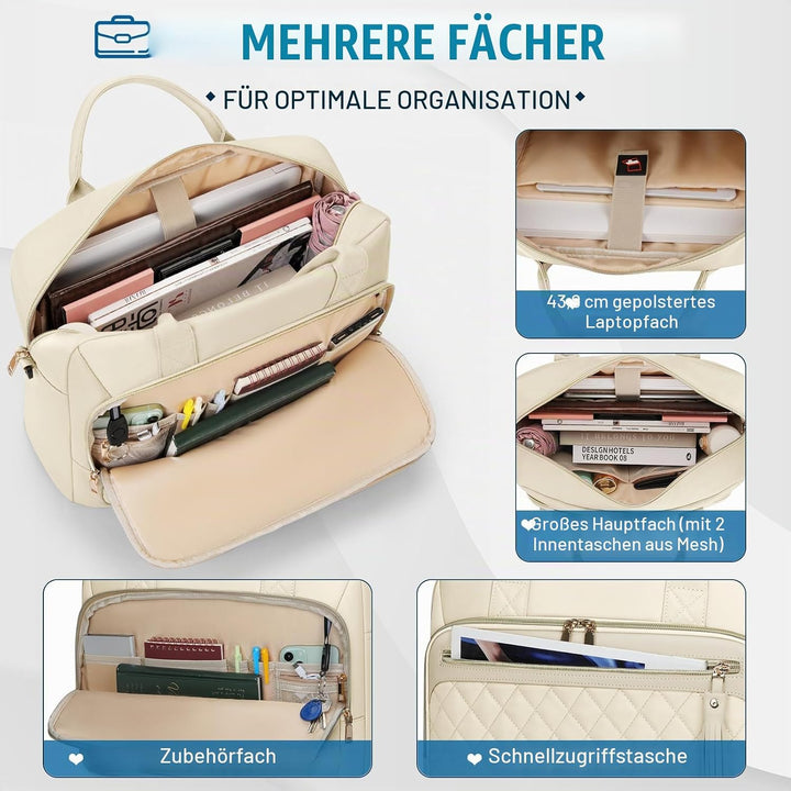RAINSMORE Laptoptasche Damen 17,3 Zoll Laptop Aktentasche Wasserdichte | Arbeitstasche Lehrertasche