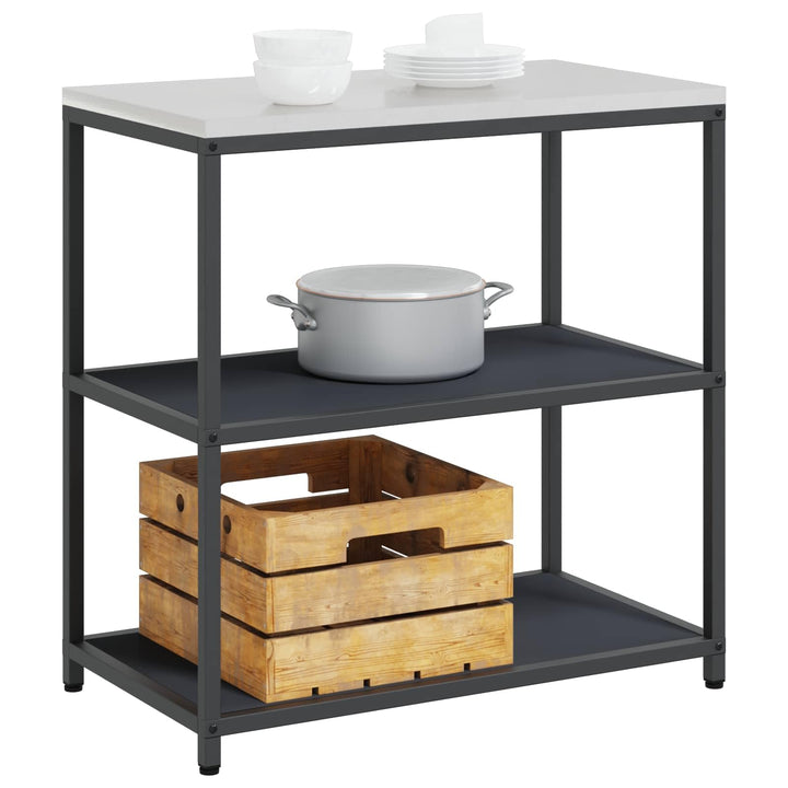 vidaXL Küchenaufbewahrung mit Regal Anthrazit 90 x 50 x 92 cm Stahl, Moderne Küchenlagerung, rechtec