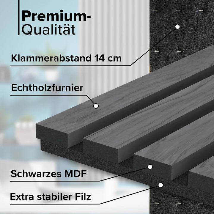 HEXIM Akustikpaneele 4 Stück 280x30cm Holz Grande - XXL Wandpaneele Platten Lamellen Holzpaneele Ech