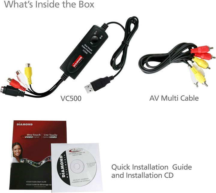 Diamant VC500 Adapterkabel zum Überspielen von VHS-Videos auf DVD, USB 2.0, für Win7, Win8 & Win10