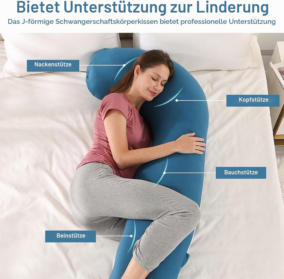 SHANNA Schwangerschaftskissen Seitenschläferkissen Stillkissen Fütternkissen mit Baumwolle Bezug, La