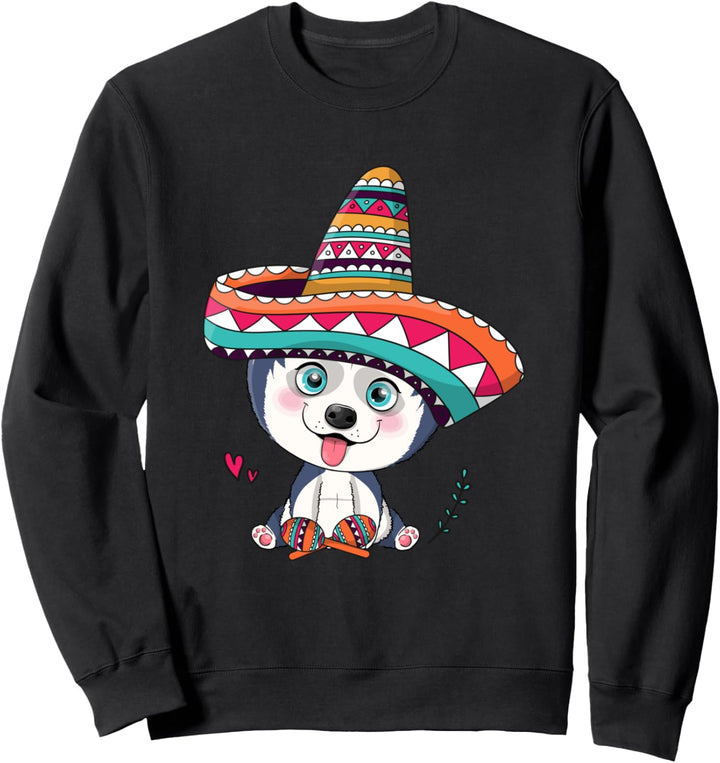 Süsser Kawaii Wolf mexikanische Mariachi Cinco de Mayo Husky Sweatshirt
