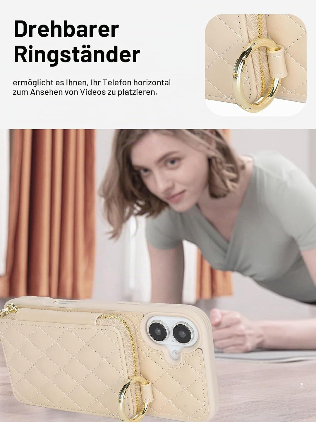 ELTEKER Handyhülle für iPhone 17 Hülle mit Band Verstellbarem Schultergurt, Reissverschluss Geldbörs