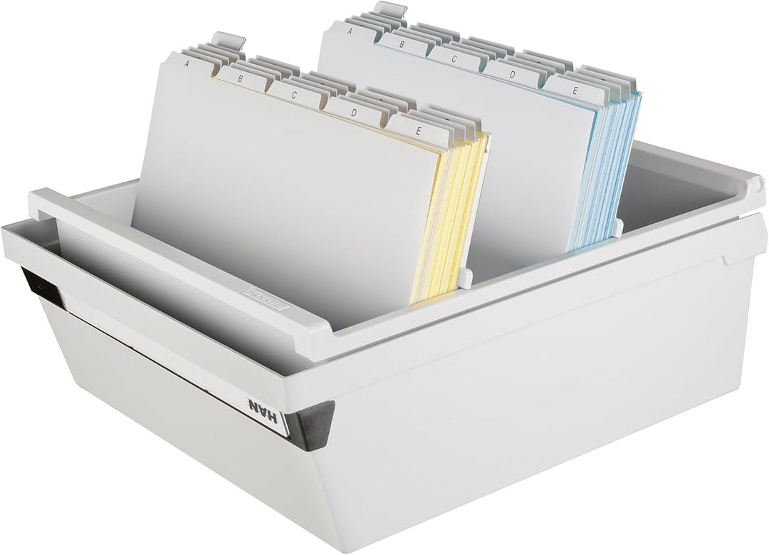 HAN Karteikasten DIN A4 quer, modernes Design für 1.300 Karteikarten mit grossem Beschriftungsfeld,