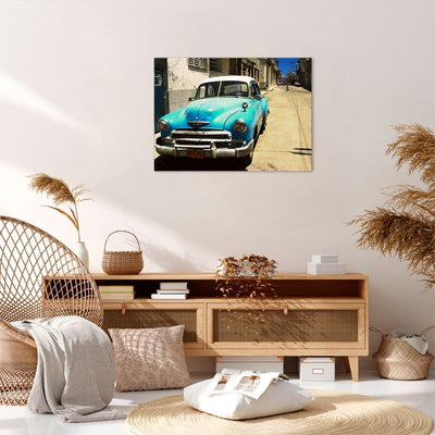 Bilder auf Leinwand Auto Klassiker Kuba Havanna Leinwandbild 70x50cm Wandbilder Dekoration Wohnzimme