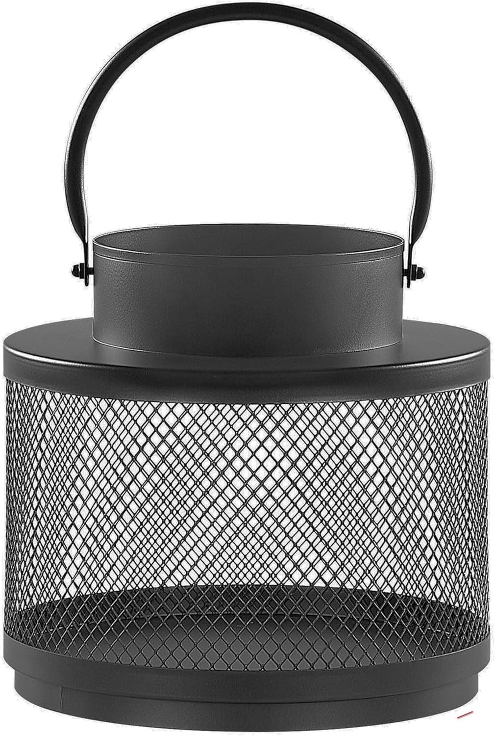 Moderne Laterne schwarz aus Metall 19 cm Metallgitter und Henkel rund Yamdena